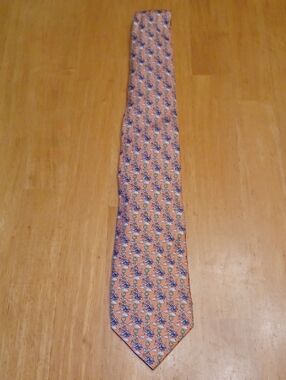 Vineyard Vines Peach Tie with Santa Airplane Palm Tree Motif